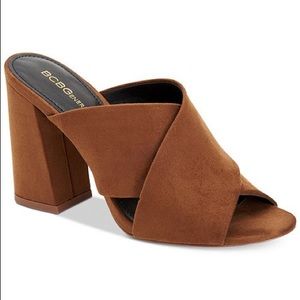 BCBG “Rachel Dream Microsuede” slide sandal heels